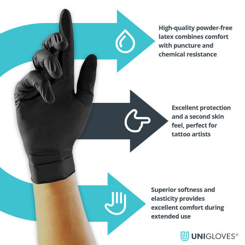Tattoo Gizmo Powder free Nitrile Vinyl Blend Examination Gloves Medium  Black  Amazonin Industrial  Scientific